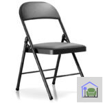Black Padded Folding Chair – Heavy-Duty Steel Frame Portable Seating (1 Pack)
