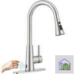 Touchless Kitchen Faucet with Pull-Down Sprayer & Soap Dispenser – Brushed Nickel, Motion Sensor, 3 Spray Modes